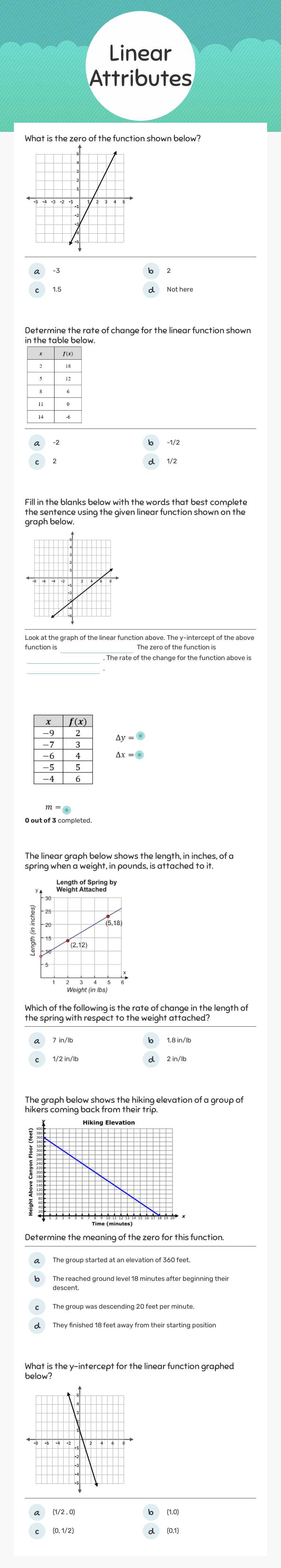 Linear Attributes worksheet preview image