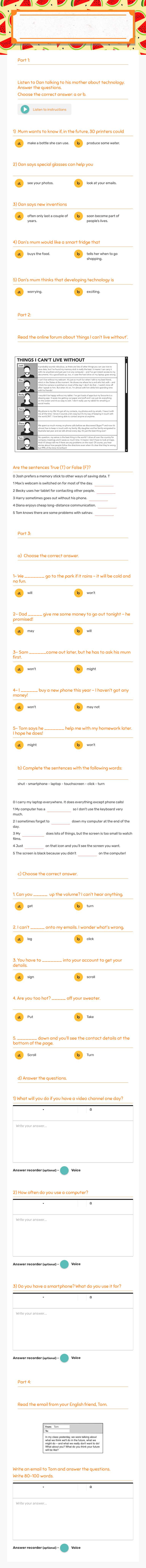 Unit 5 Test 
Teens 2 worksheet preview image