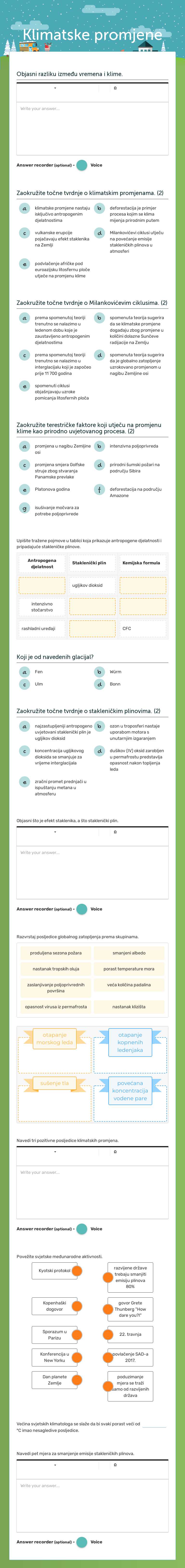 Klimatske promjene worksheet preview image