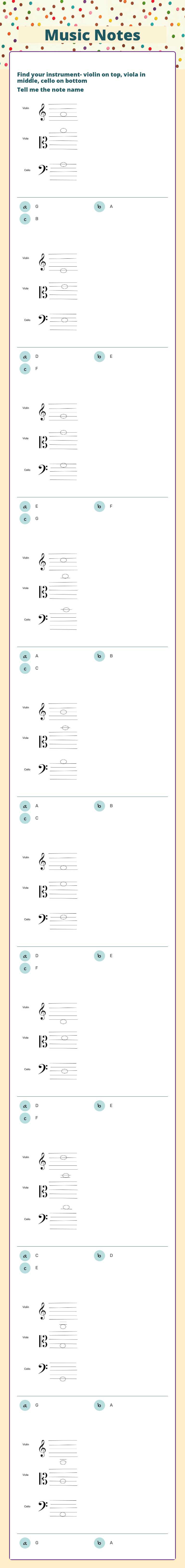 Music Notes worksheet preview image