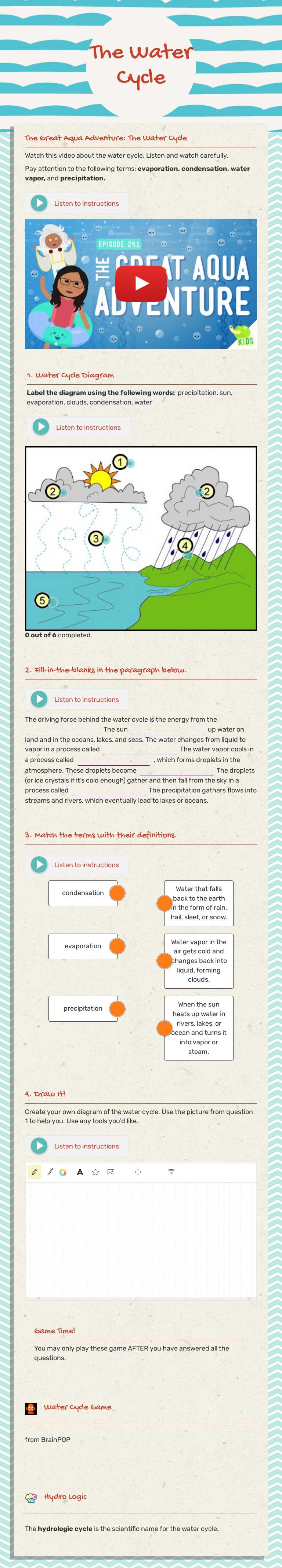 The Water Cycle worksheet preview image