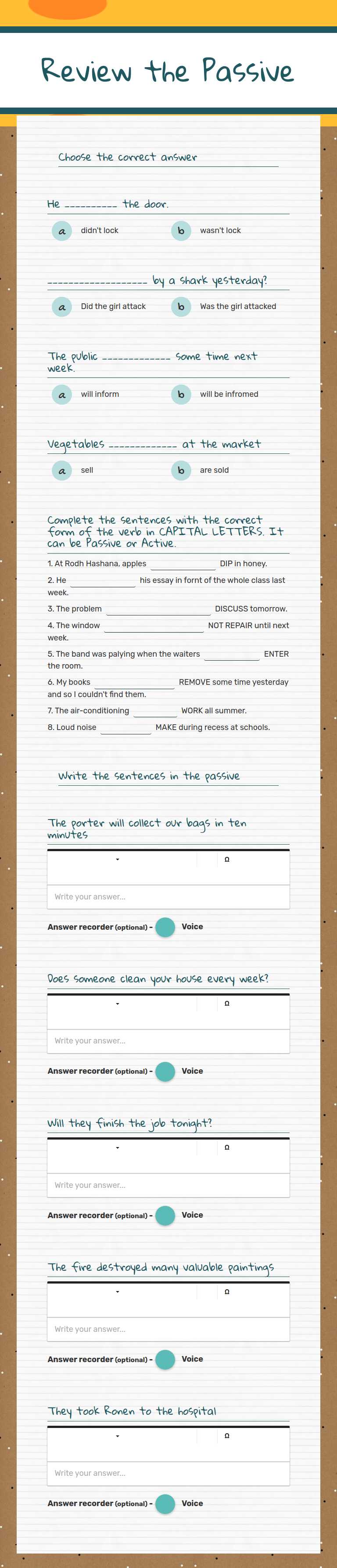 Review the Passive worksheet preview image