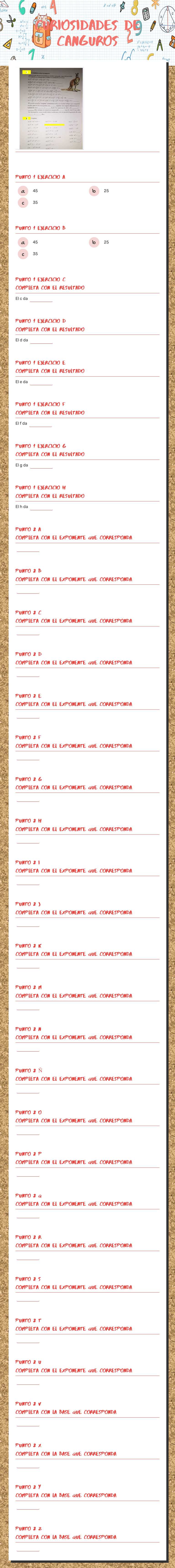 curiosidades de canguros worksheet preview image