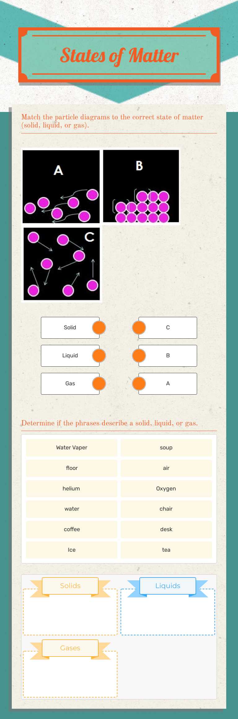 States of Matter worksheet preview image