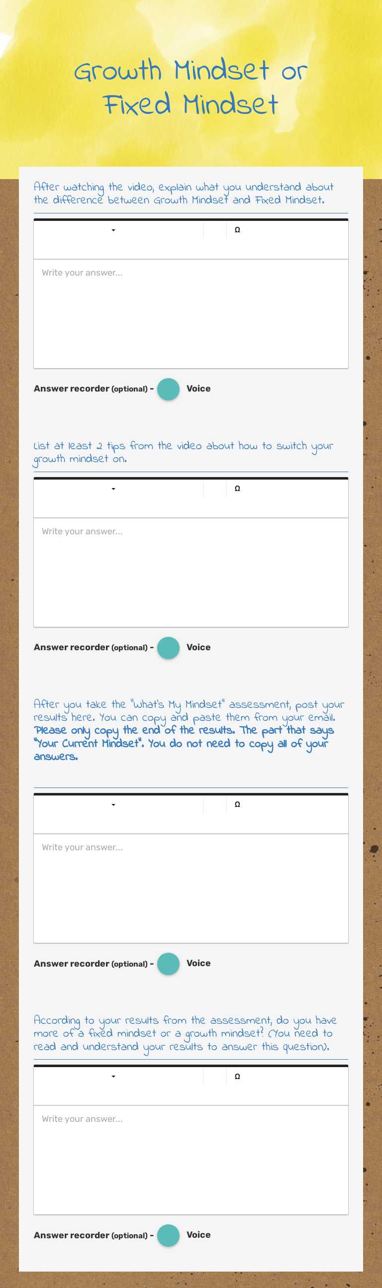 Growth Mindset or Fixed Mindset Other worksheet preview