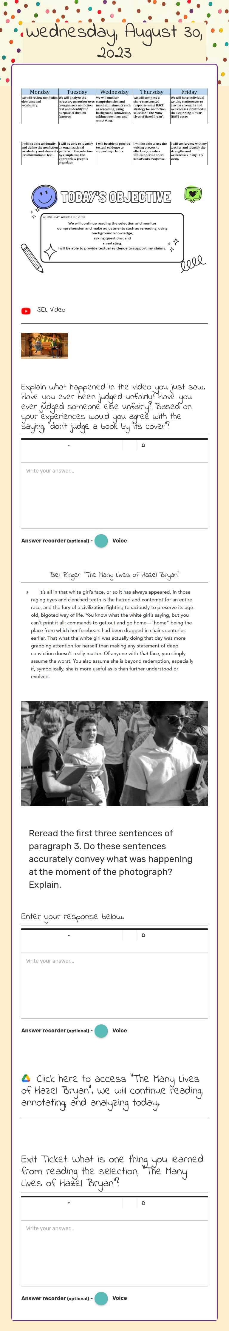 Wednesday, August 30, 2023 worksheet preview image