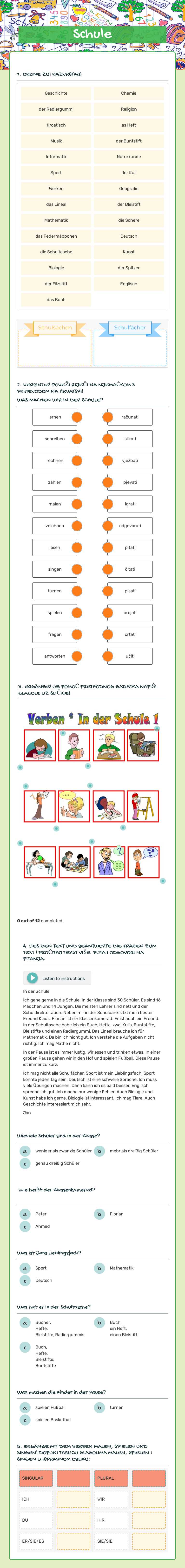 Schule worksheet preview image