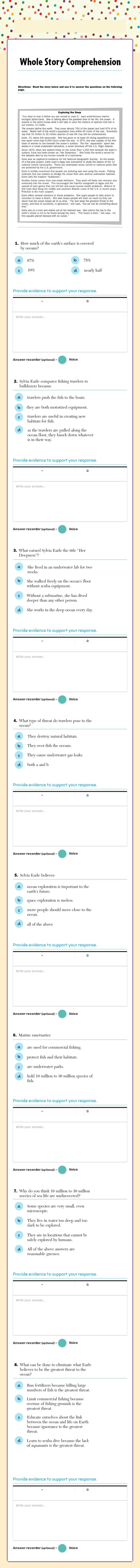 Lesson 8: Whole Story Comprehension worksheet preview