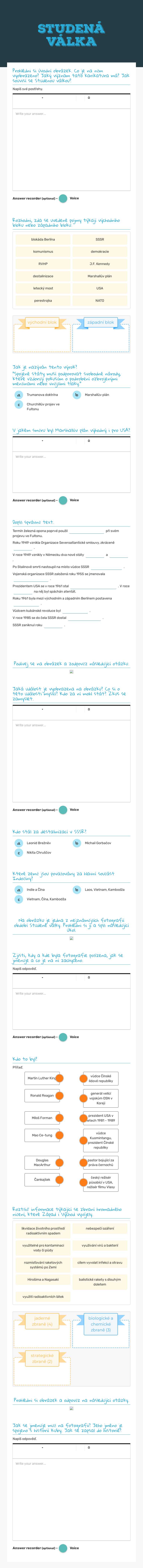 Studená válka worksheet preview image