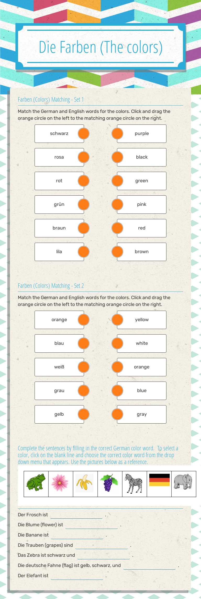 Die Farben
(The colors) Grade 10 worksheet preview