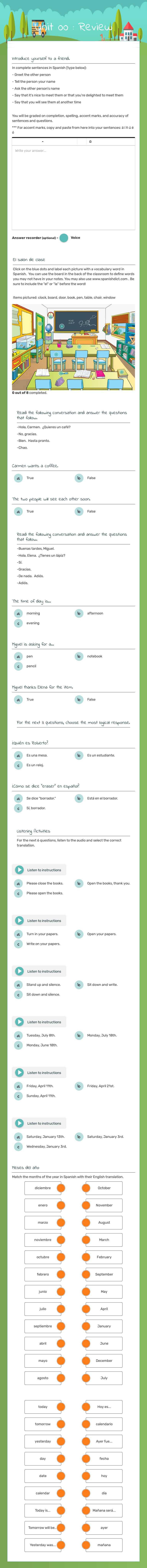 Unit 00 : Review Grade 8 worksheet preview