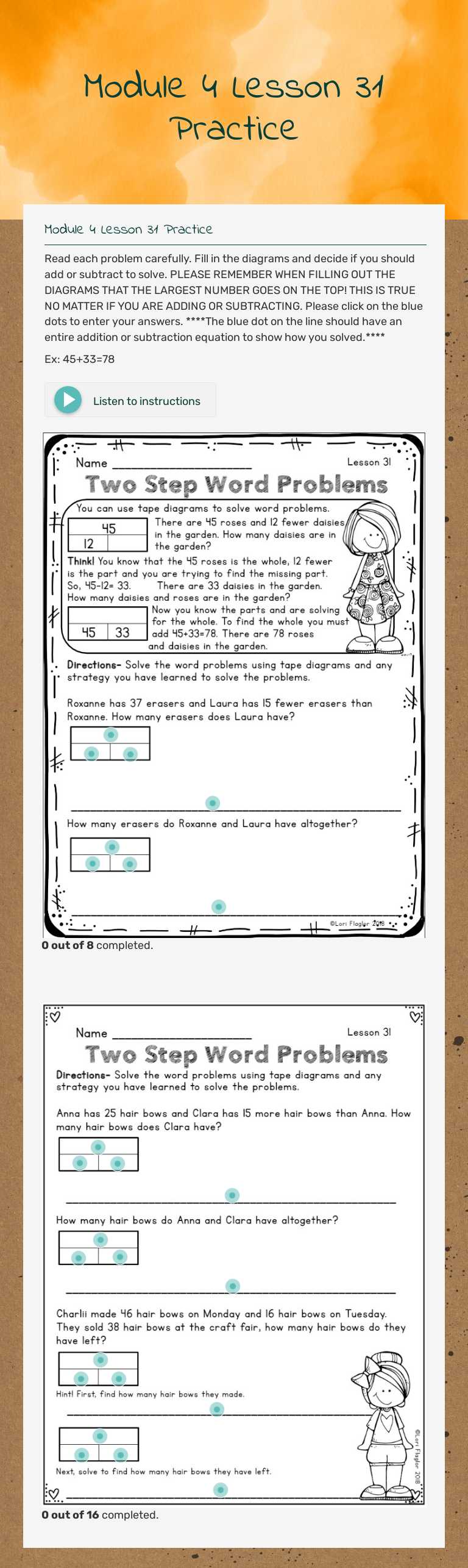 Module 4 Lesson 31 Practice worksheet preview image
