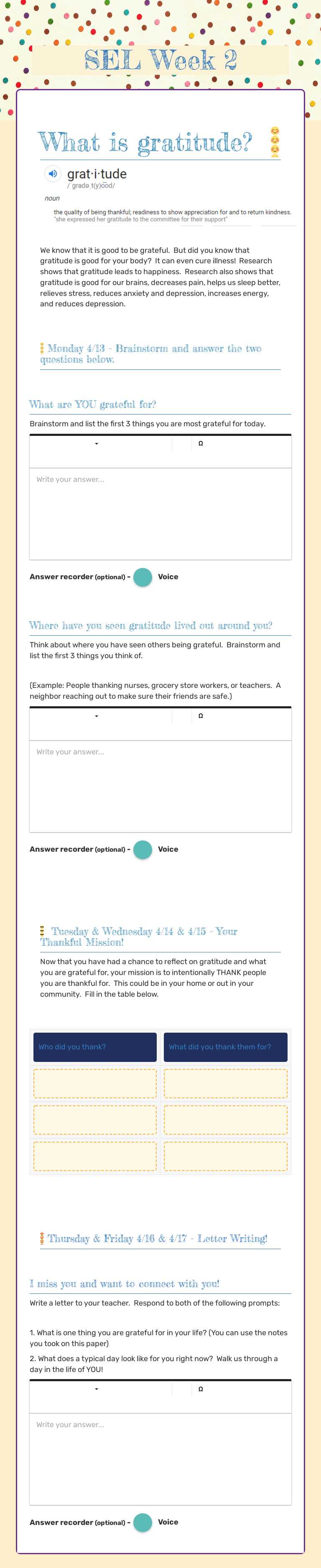 SEL Week 2 worksheet preview image