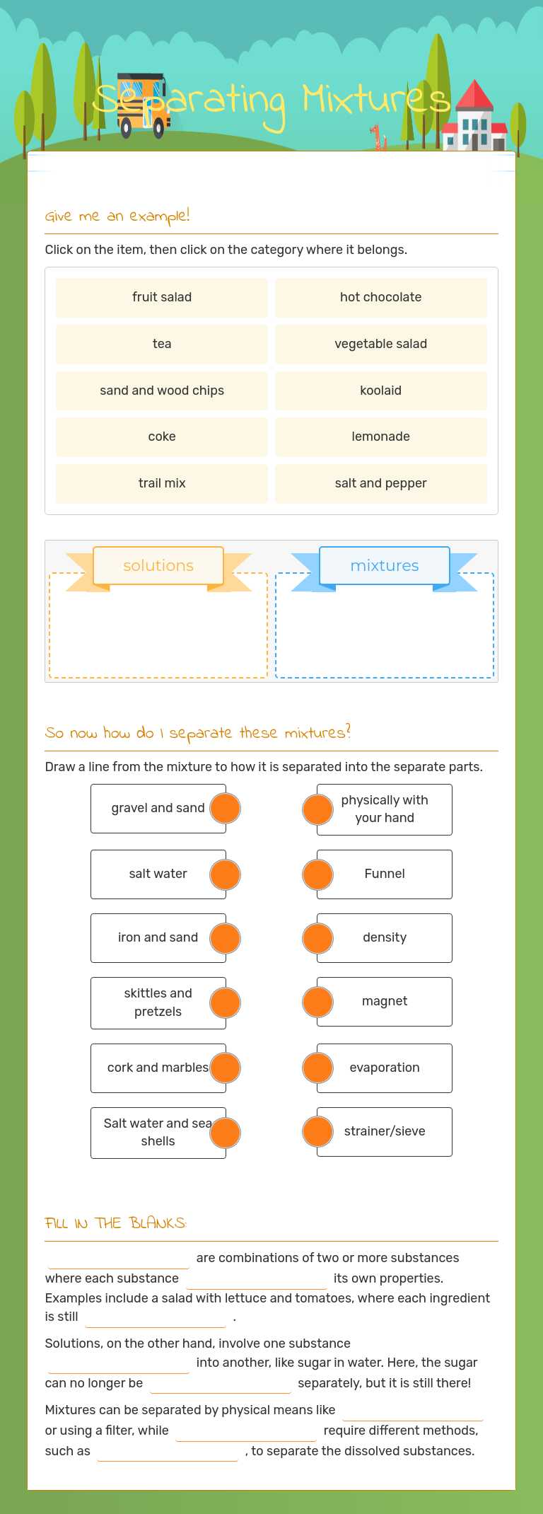 Separating Mixtures worksheet preview image