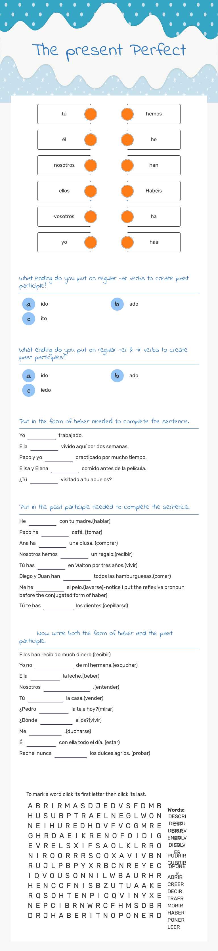 The present Perfect Grade 10 worksheet preview