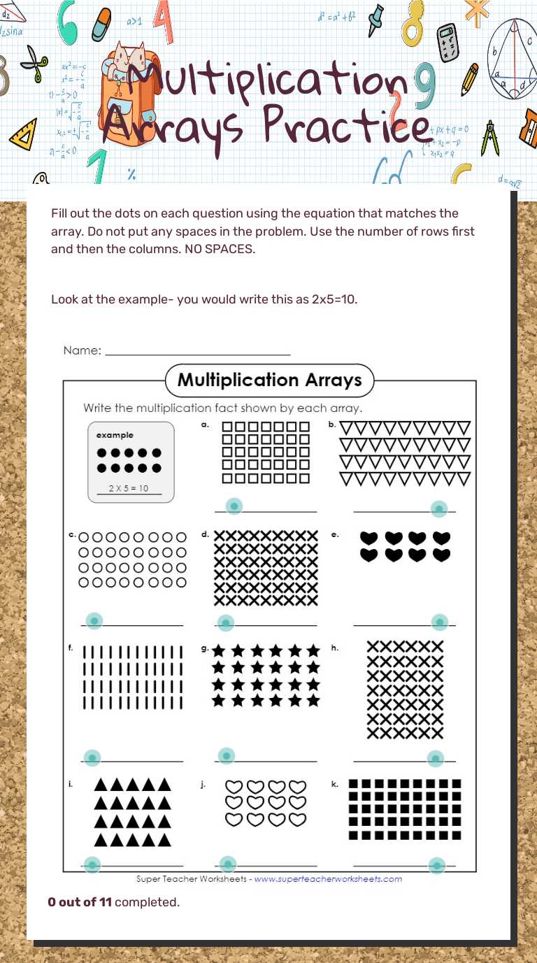 Multiplication Arrays Practice Grade 3 worksheet preview