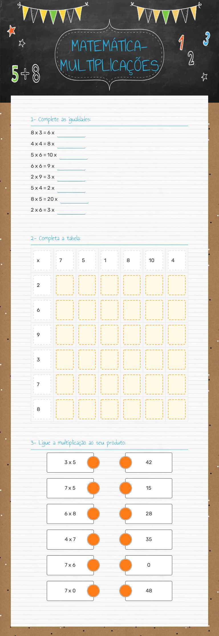 MATEMÁTICA-MULTIPLICAÇÕES worksheet preview image