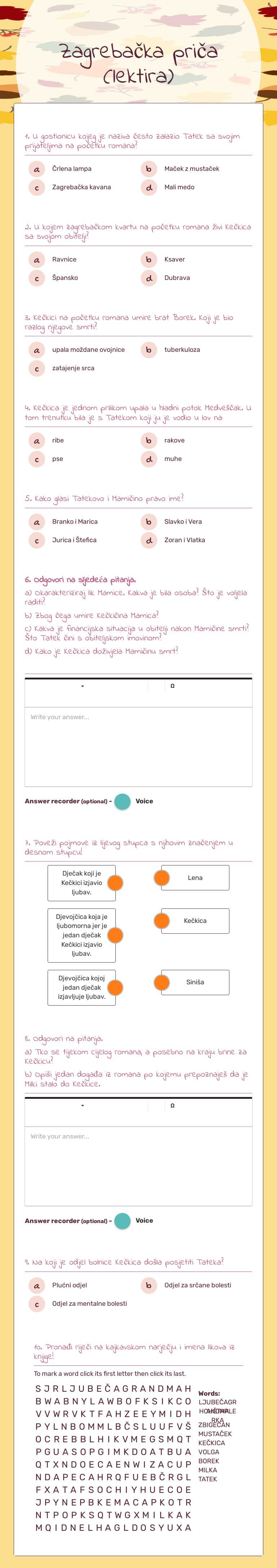 Zagrebačka priča
(lektira) worksheet preview image