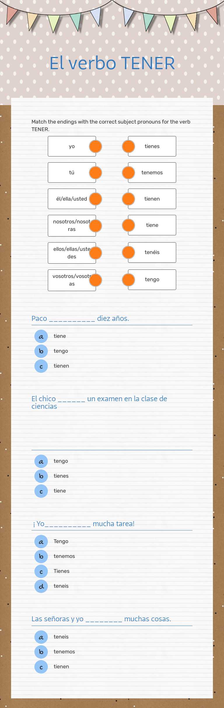 El verbo TENER worksheet preview image