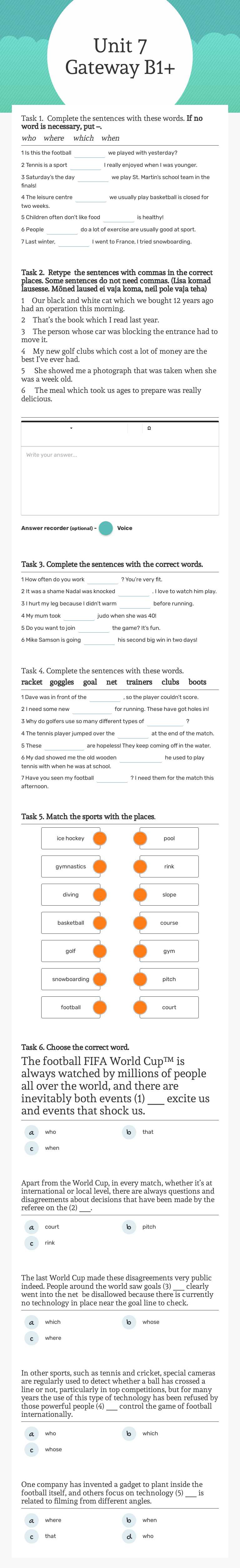 Unit 7 Gateway B1+ worksheet preview image