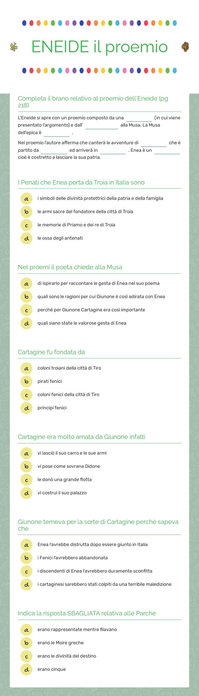 ENEIDE il proemio worksheet preview image
