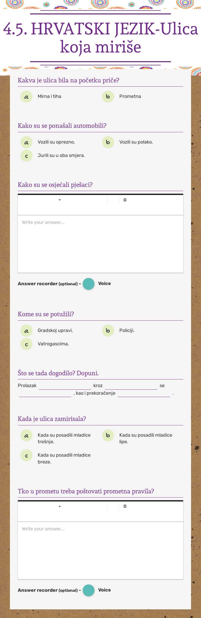 4.5. HRVATSKI JEZIK-Ulica koja miriše Grade 2 worksheet preview