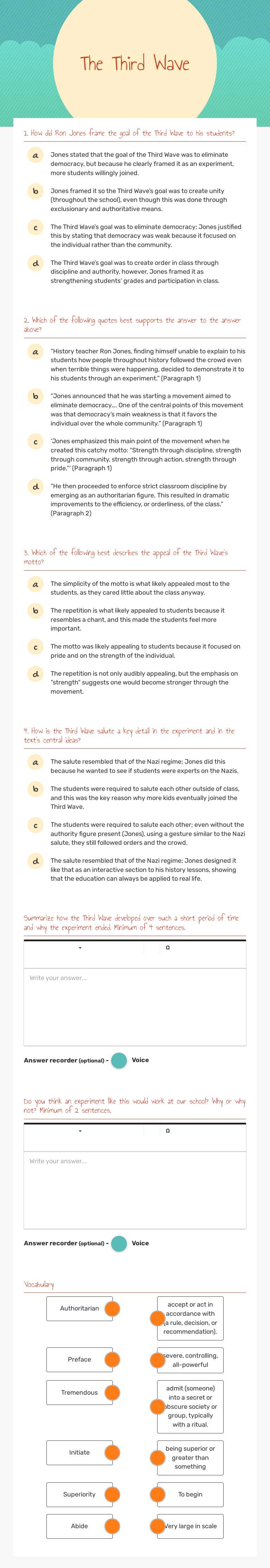 The Third Wave worksheet preview image