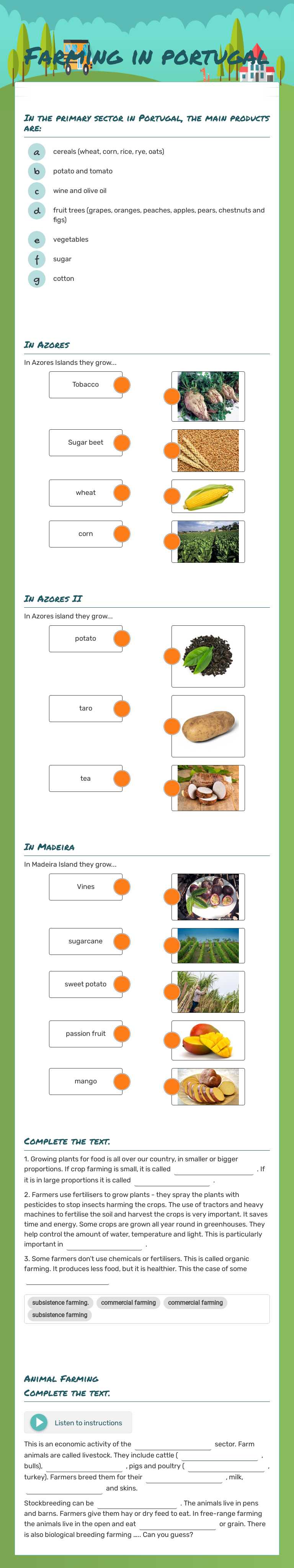 Farming in portugal worksheet preview image