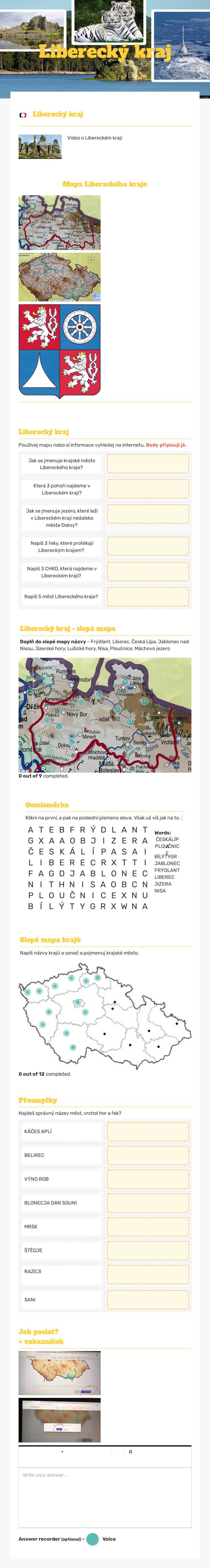 Liberecký kraj worksheet preview image