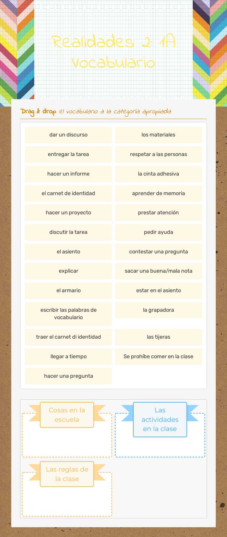 Realidades 2: 1A Vocabulario worksheet preview