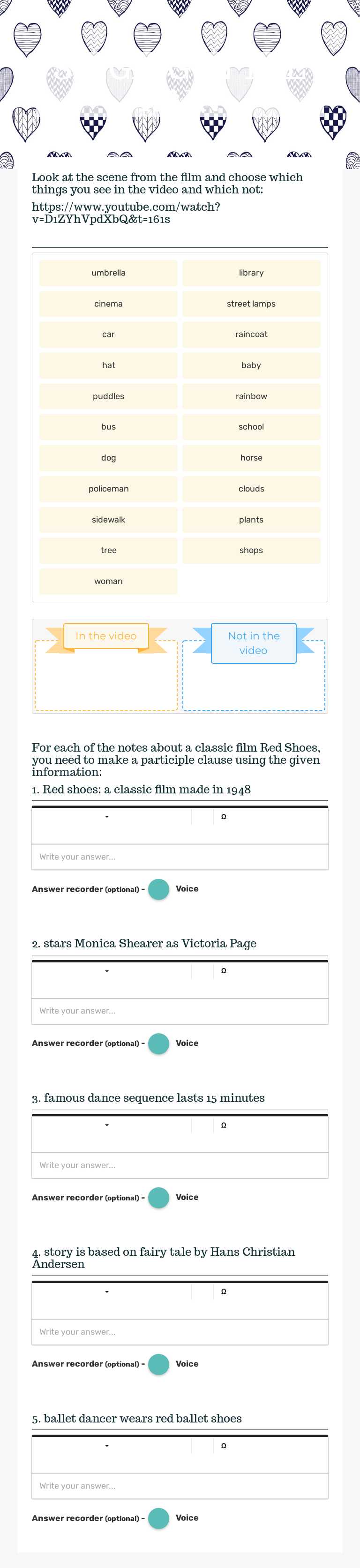 SINGING IN THE RAIN worksheet preview image