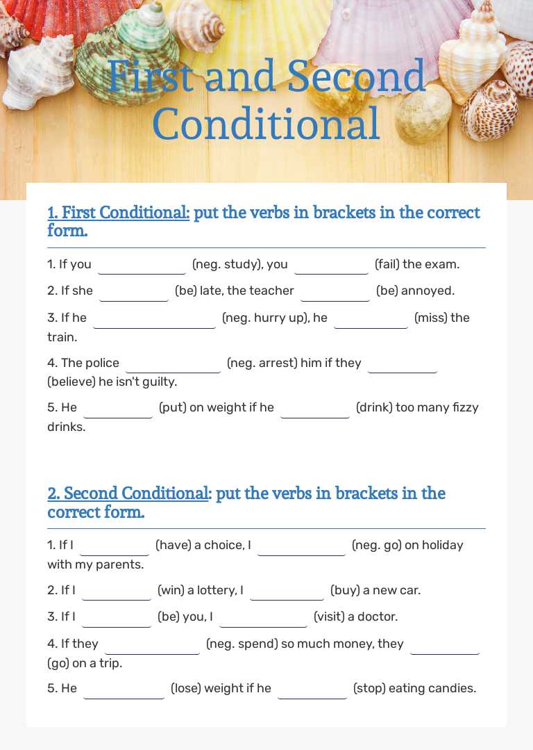 First and Second Conditional Grade 8 worksheet preview
