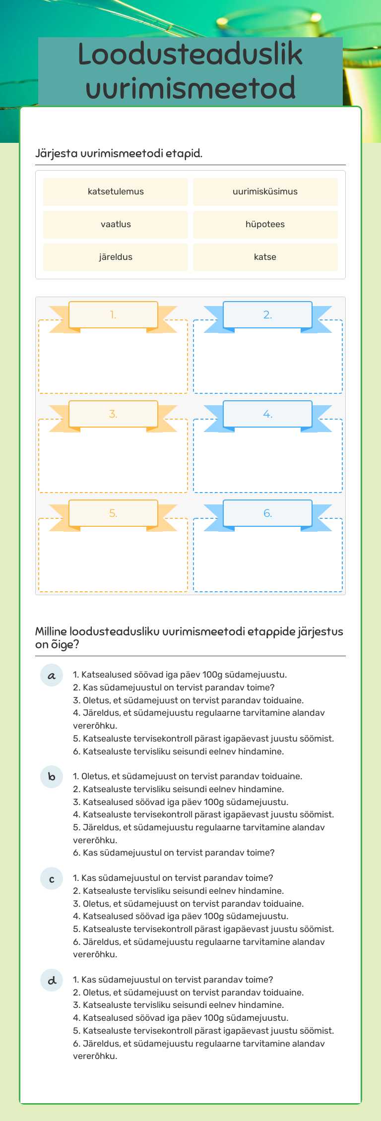 Loodusteaduslik uurimismeetod worksheet preview image