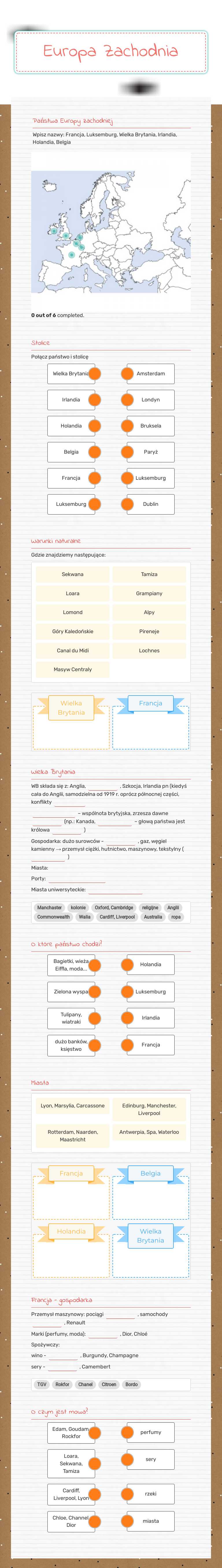 Europa Zachodnia worksheet preview image