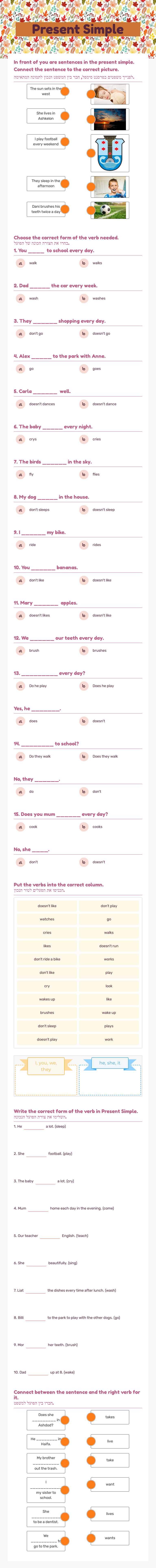 Present Simple worksheet preview image