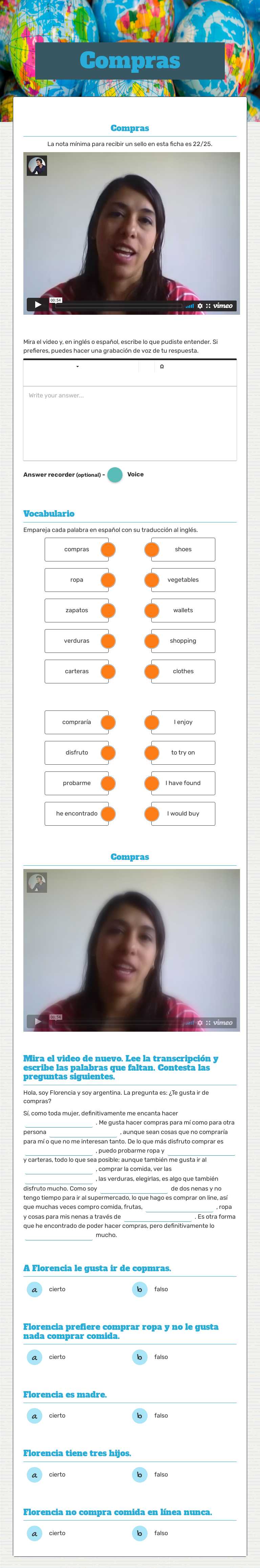 Compras worksheet preview image