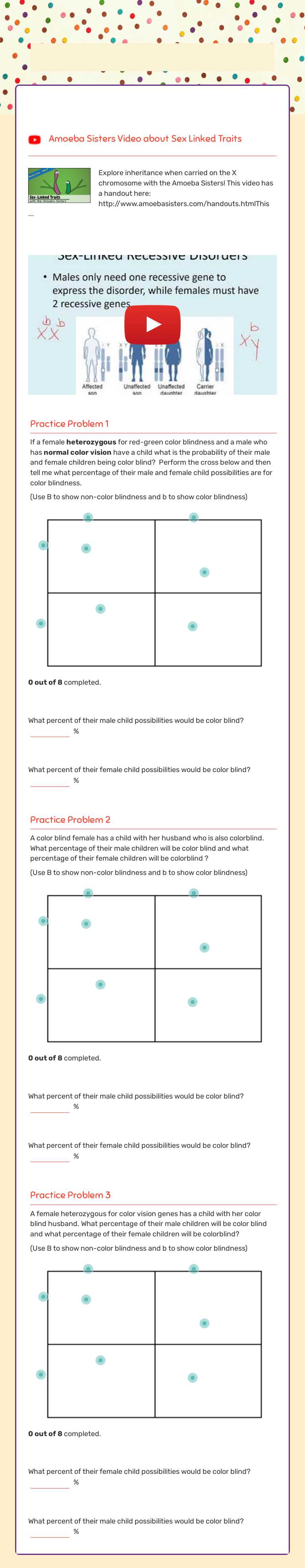 Sex Linked Traits worksheet preview image