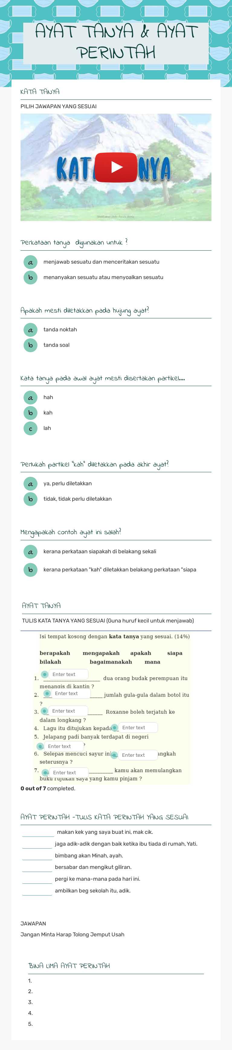 AYAT TANYA & AYAT PERINTAH worksheet preview image