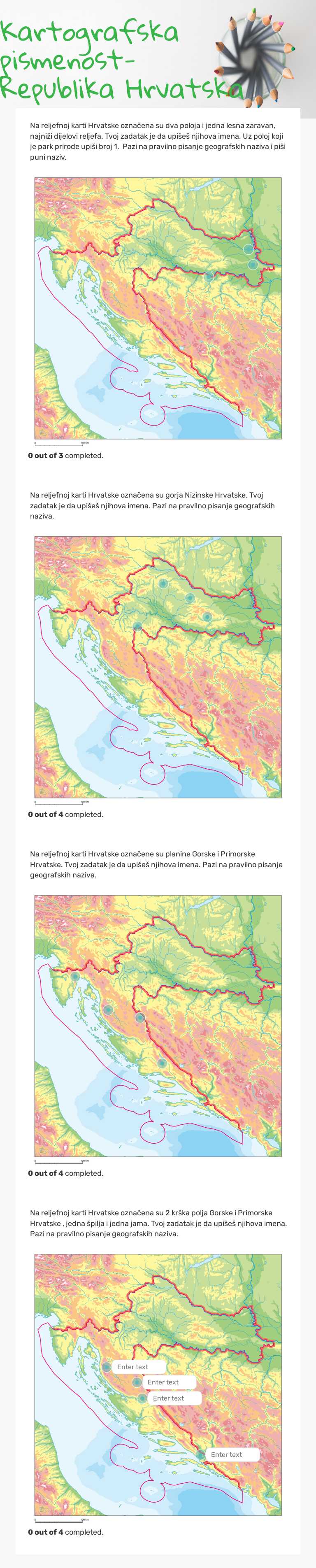 Kartografska pismenost- Republika Hrvatska worksheet preview image