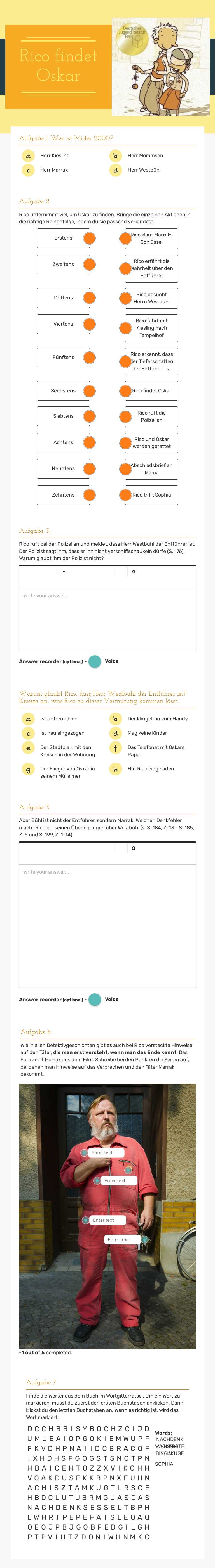 Rico findet Oskar worksheet preview image