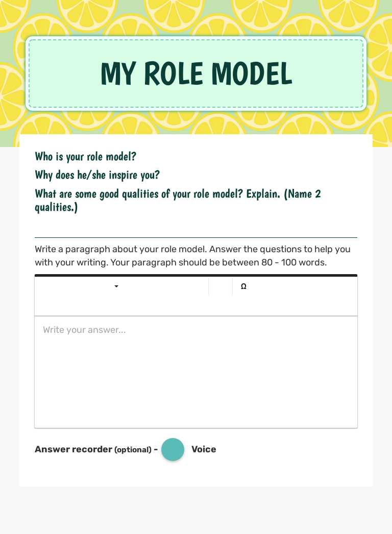 MY ROLE MODEL worksheet preview image
