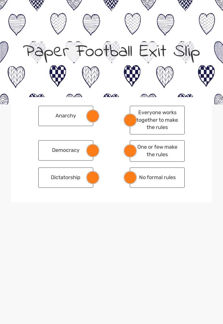 Paper Football Exit Slip worksheet preview image
