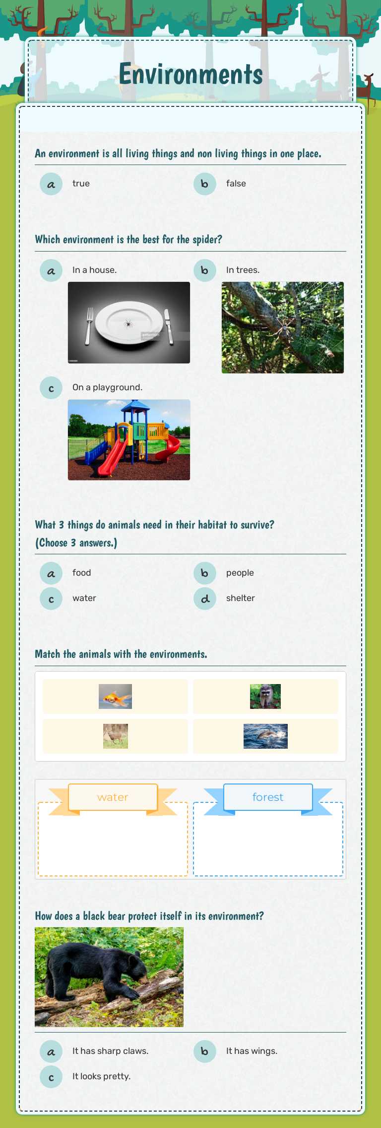 Environments worksheet preview image