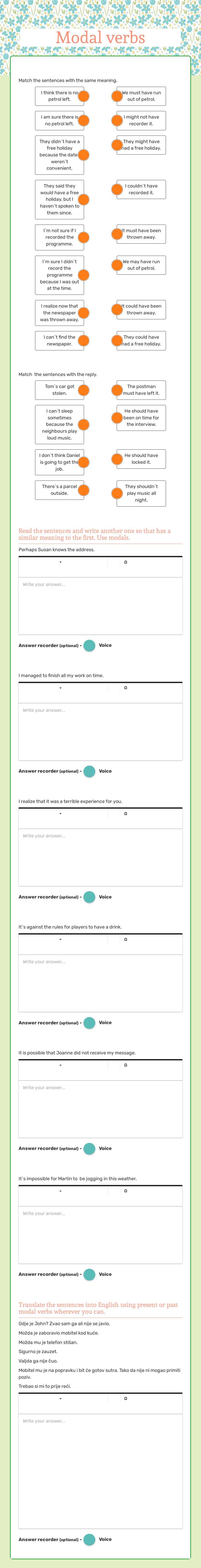 Modal verbs worksheet preview image