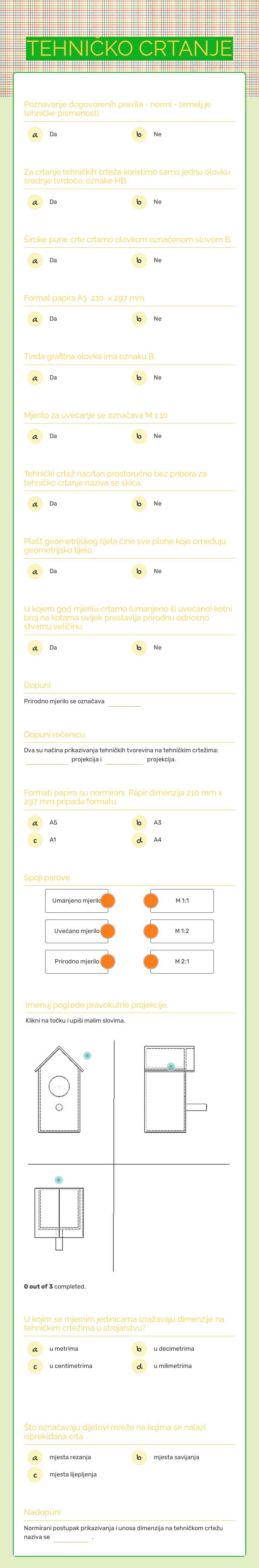 TEHNIČKO CRTANJE Grade 5 worksheet preview