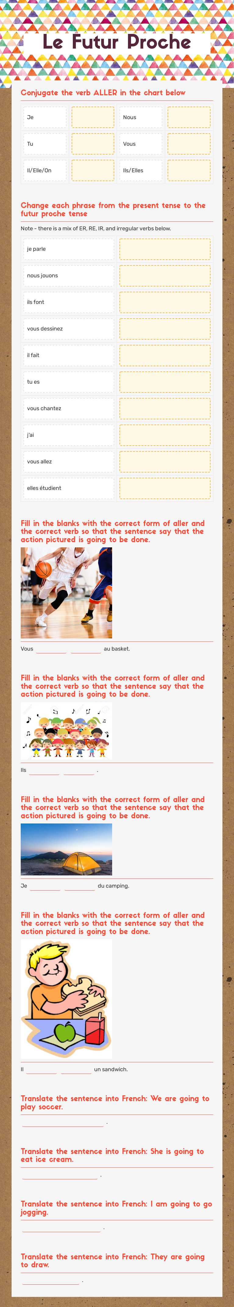 Le Futur Proche worksheet preview image