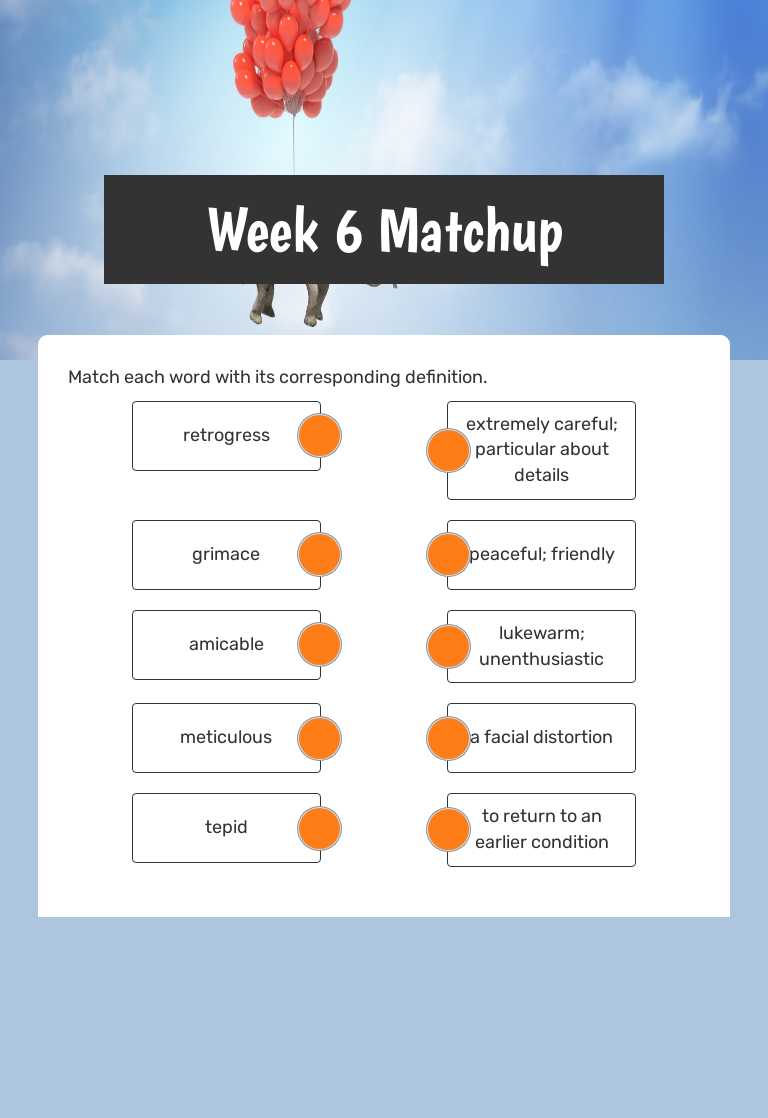 Week 6 Matchup Grade 10 worksheet preview