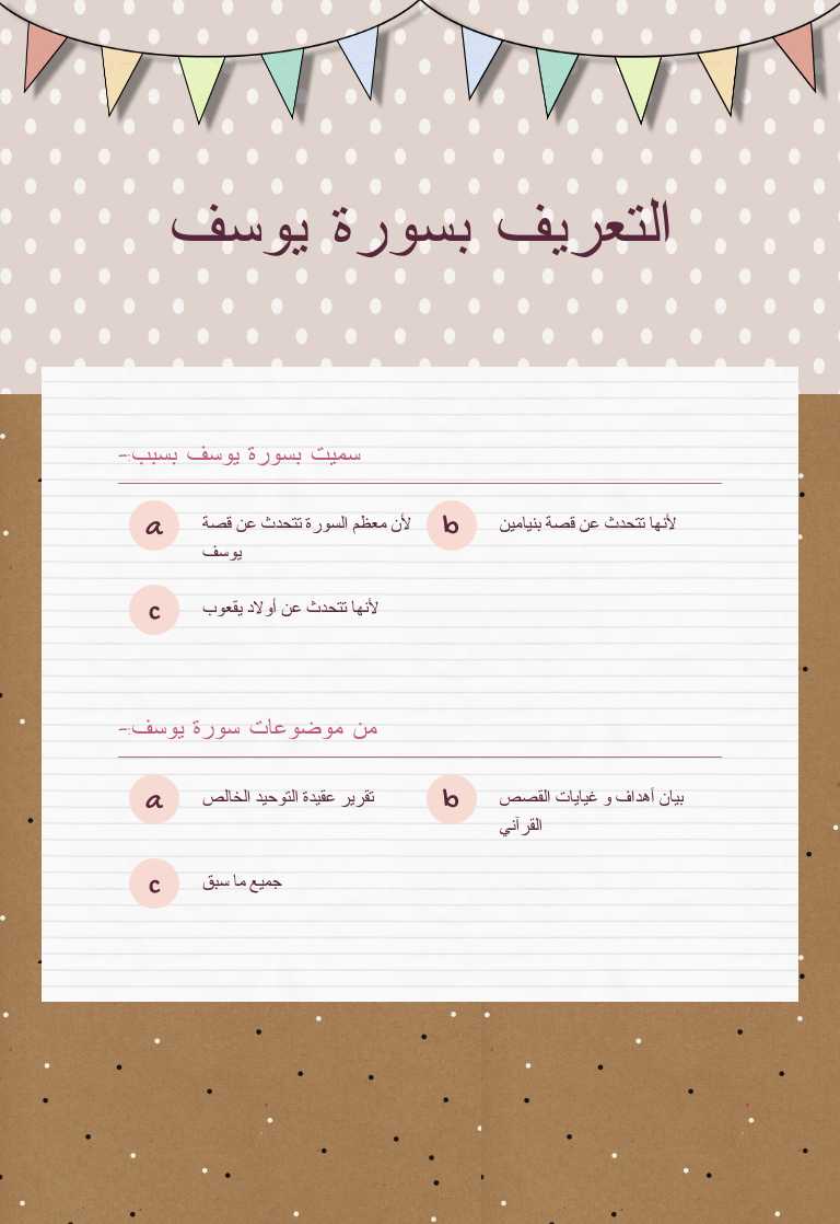 التعريف بسورة يوسف worksheet preview image