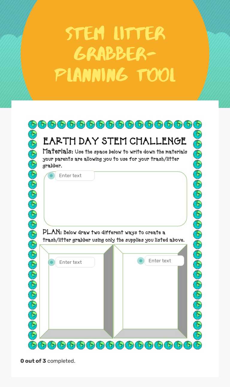 STEM Litter grabber- Planning Tool Grade 2 worksheet preview