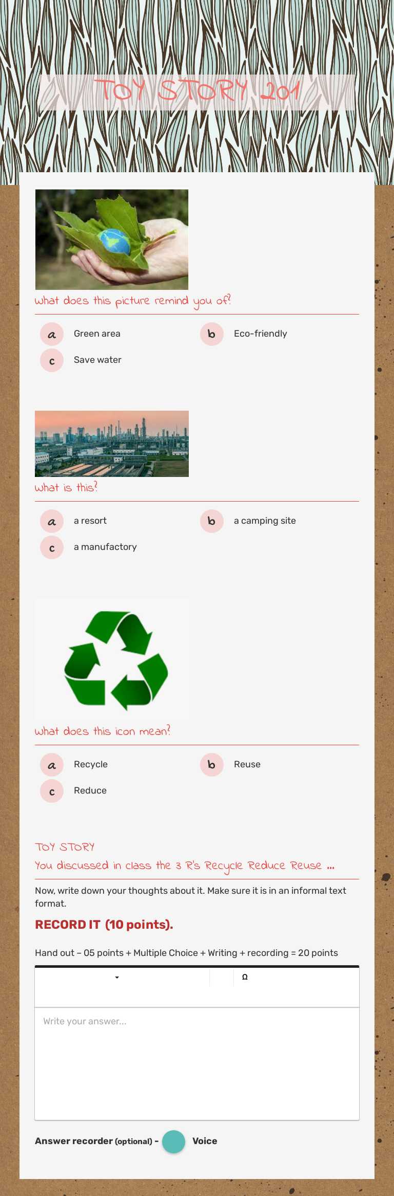TOY STORY 201 worksheet preview image